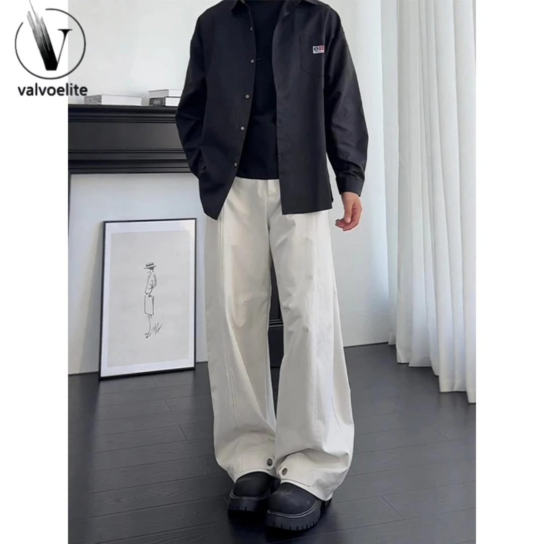 美式斜切弯刀裤男款秋季直筒A字工装裤子高级感痞直筒磨毛休闲裤