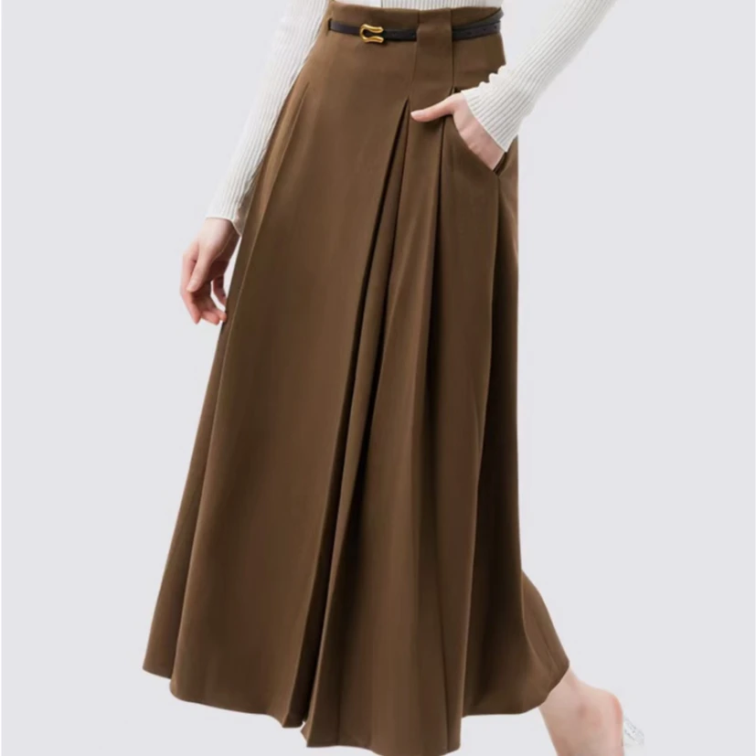 24年秋季新款时尚百搭气质加厚褶皱A字半身裙BQ001（CJ5539）【582】