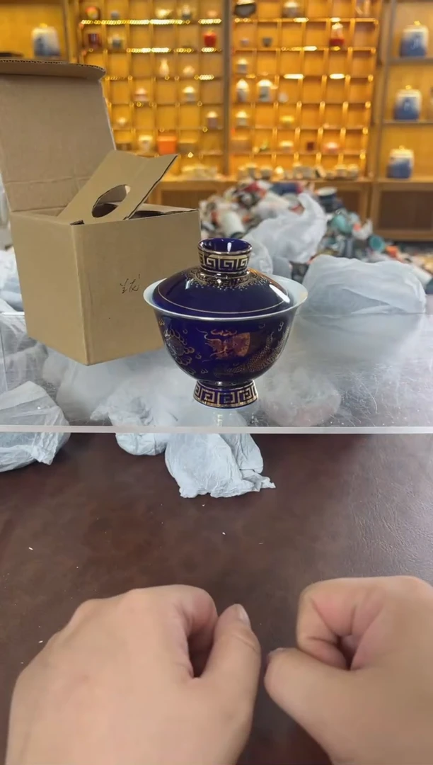 瓷片鸣盏居11111111景泰蓝盖碗