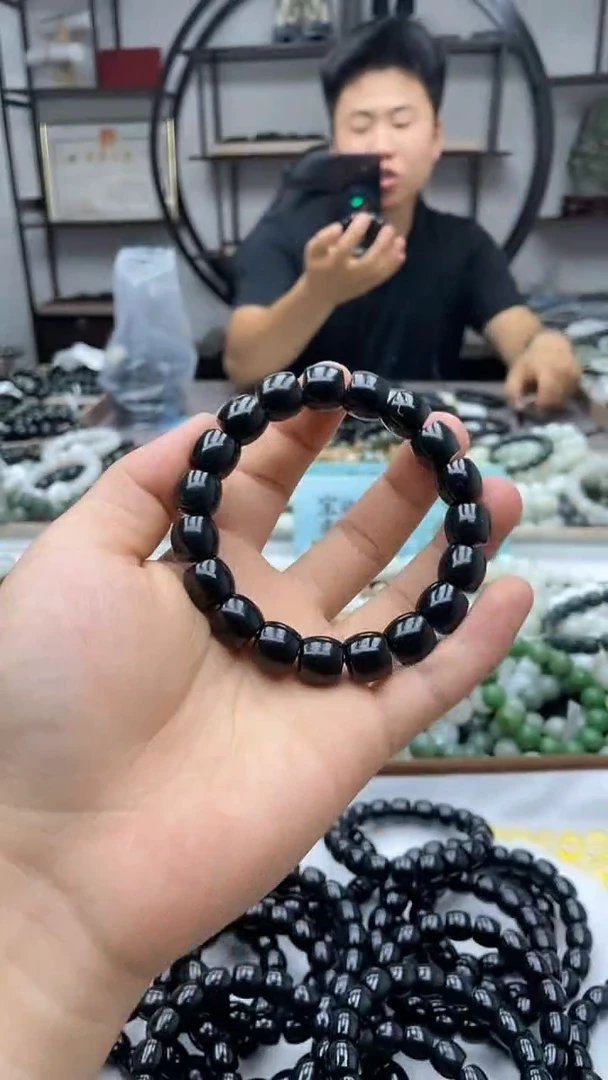 手串未镶嵌和田玉新疆塔县黑青12直切