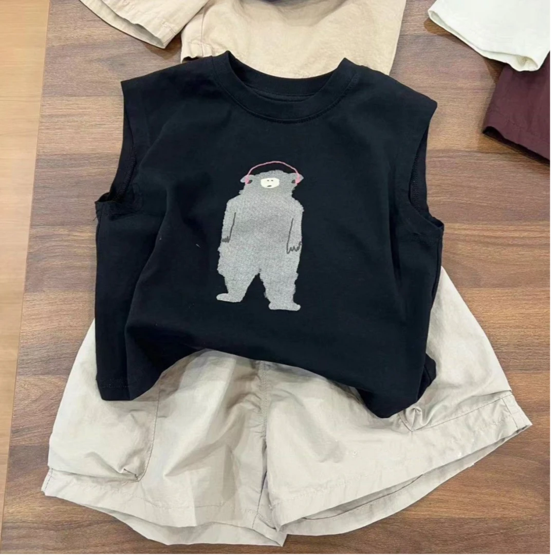 纯棉男童韩系套装2025夏季新款中小童儿童装洋气背心短裤两件套潮