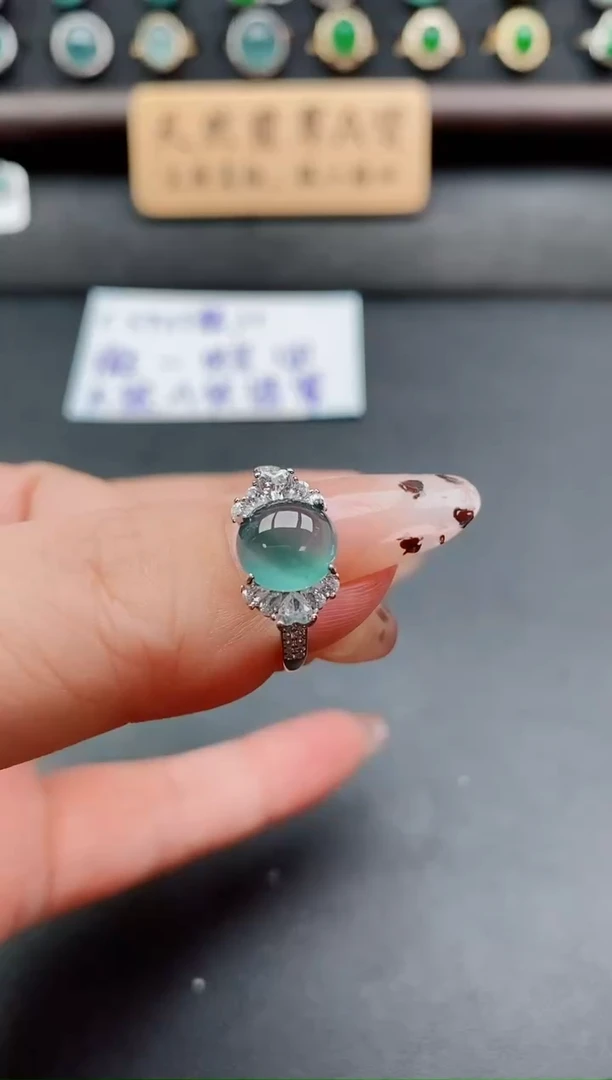 银S925镶嵌戒指翡翠1