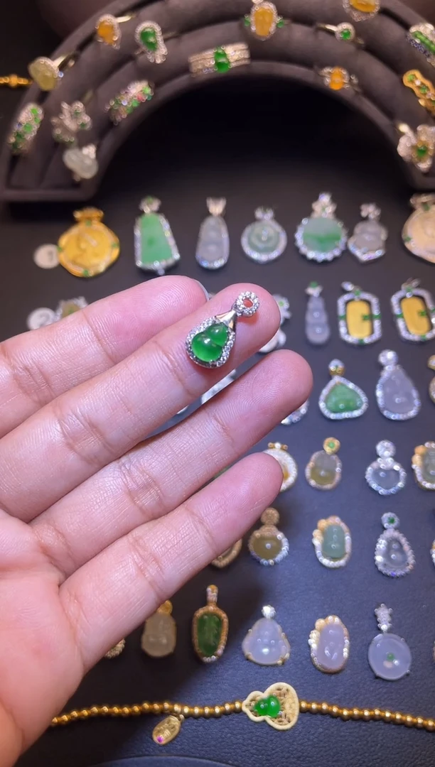 吊坠(不含链)银S925镶嵌翡翠1