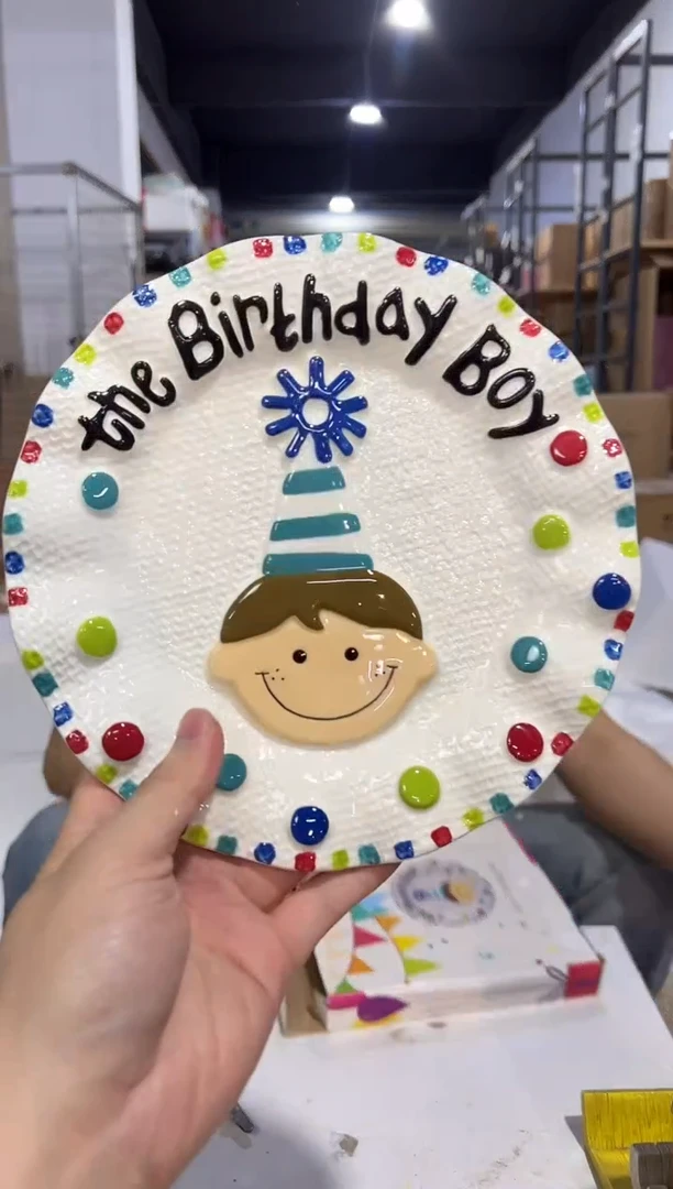 瓷片b款原盒男孩盘子