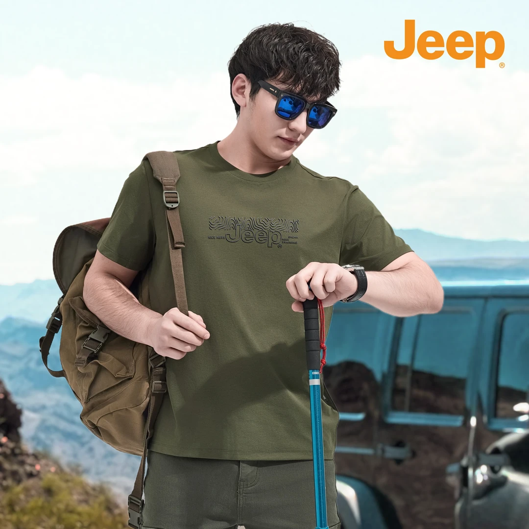 JEEP/吉普夏季常规T恤圆领免烫户外运动休闲日常百搭短袖基础大众