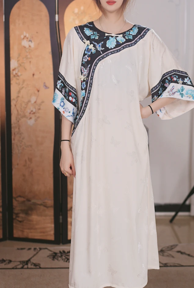 2025年款新中式香妃夏季国风女复古銮金汉服百搭印花睡衣家居服