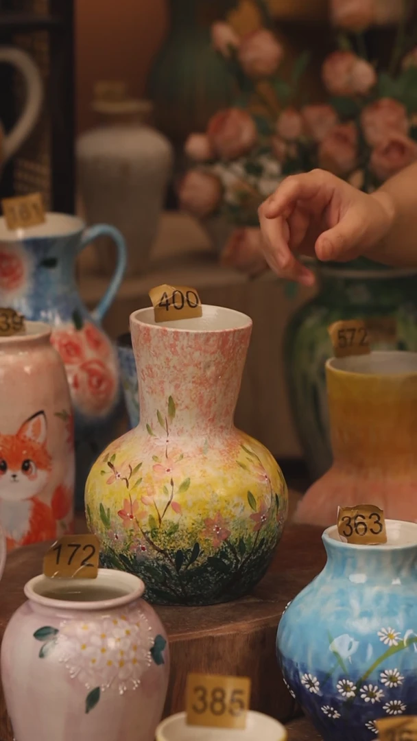 陶瓷400景德镇设计师手作花器摆件侘寂风