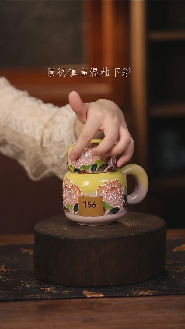 陶瓷景德镇高温釉下手绘陶瓷@L156@