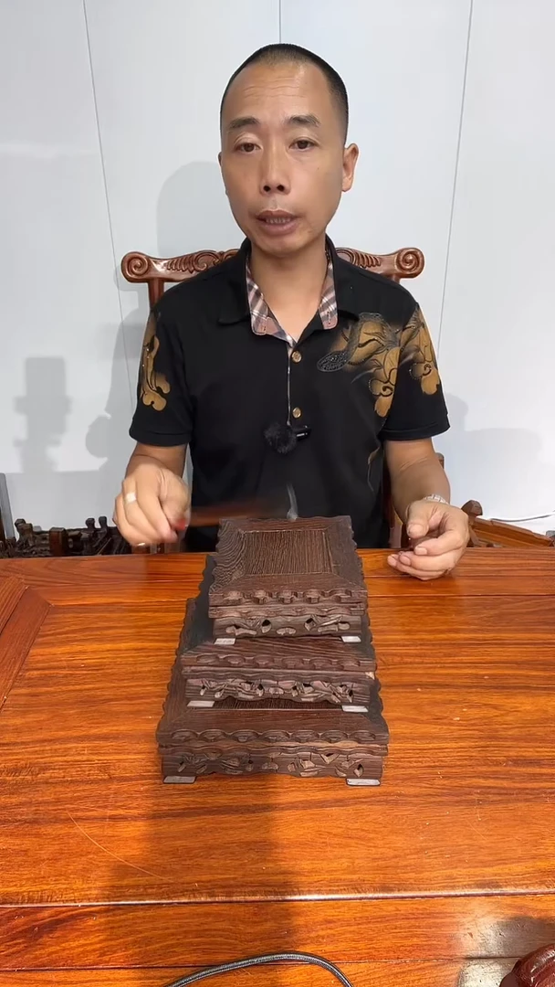 木鸡翅木竹叶正方套三