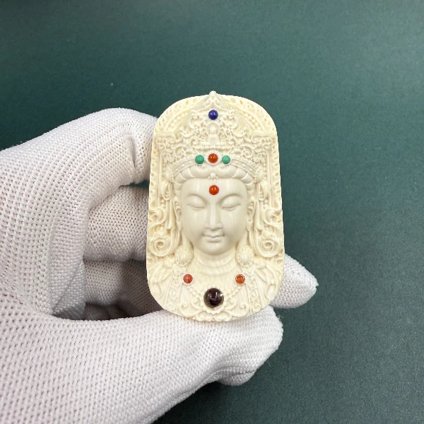 E6519天然猛犸牙雕刻牌 支持鉴定 假一罚四