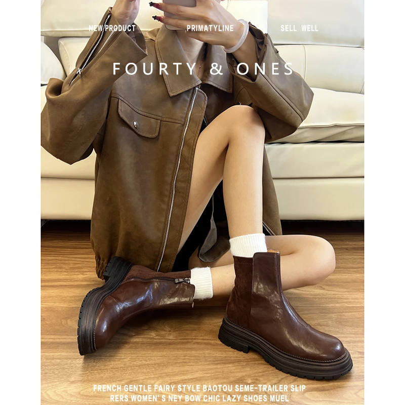 DR旗舰新品~牛皮版~厚底真皮马丁靴2025新款复古英伦风短靴显瘦切