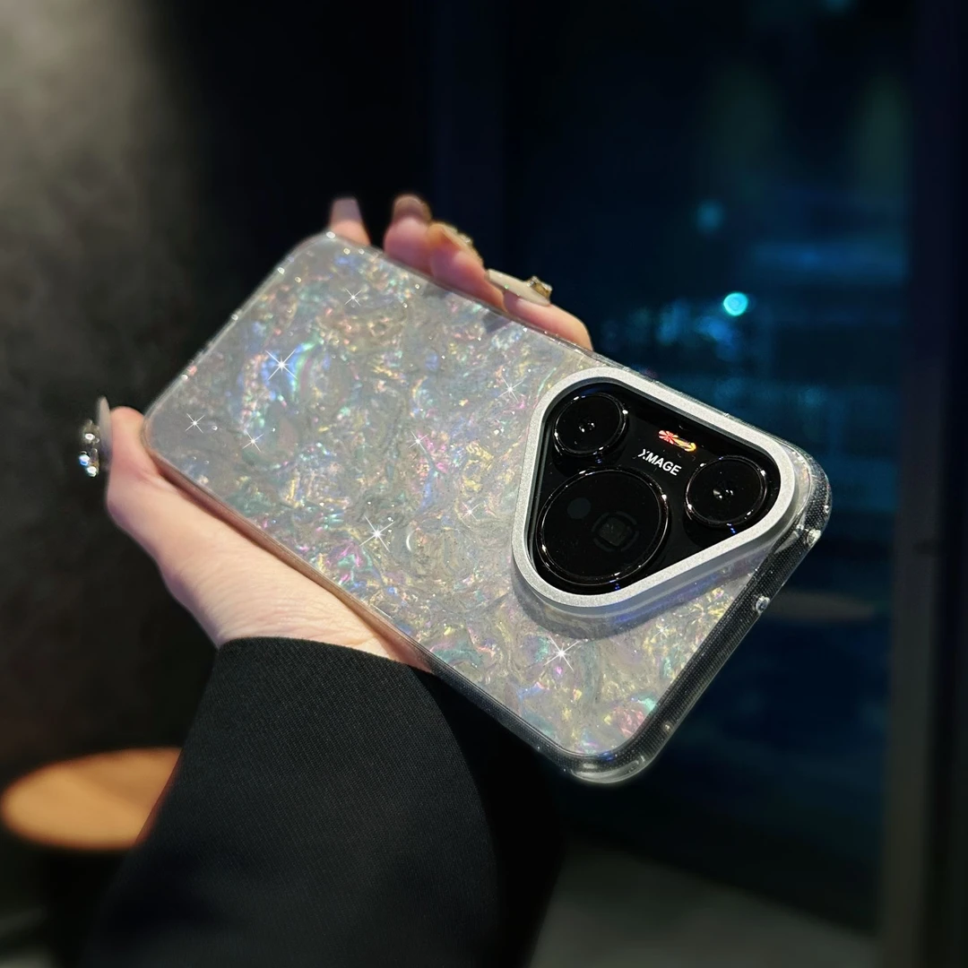 【高颜值】闪粉贝壳纹适用华为p70手机壳Pura70pro防摔p70ultra女款