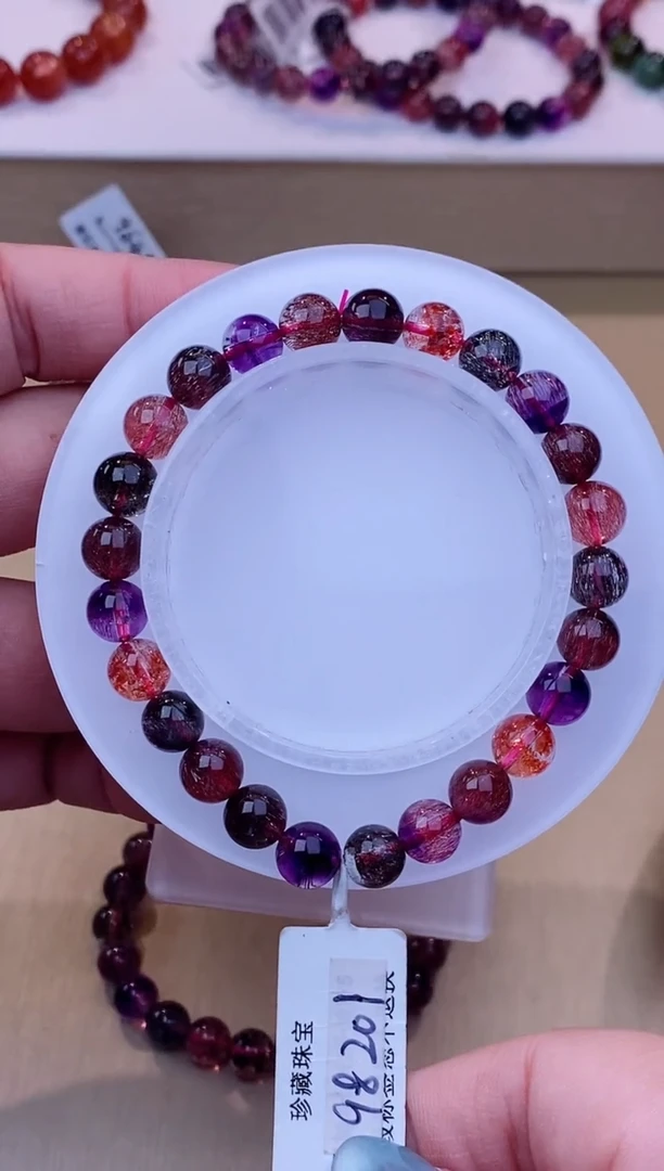 未镶嵌手串水晶黑加仑超七单圈7m+