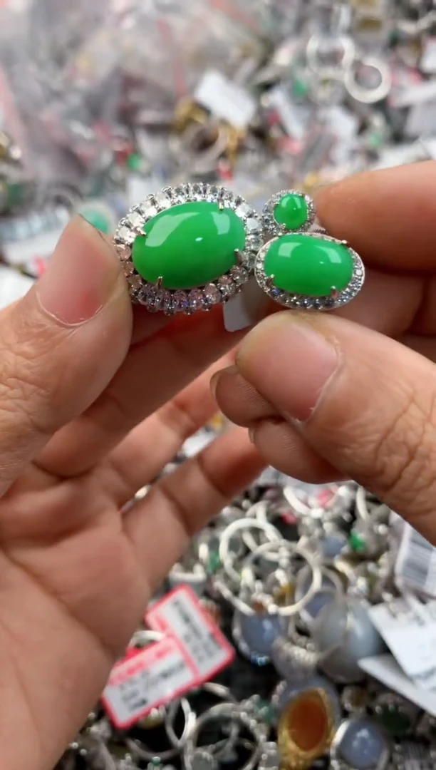 银S925镶嵌戒指翡翠2222----8