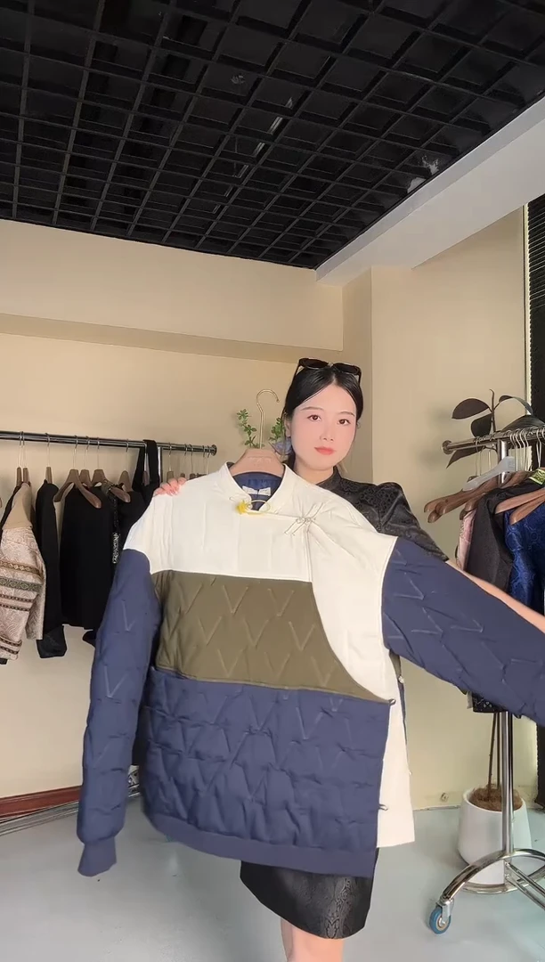 男款白色拼接棉服185