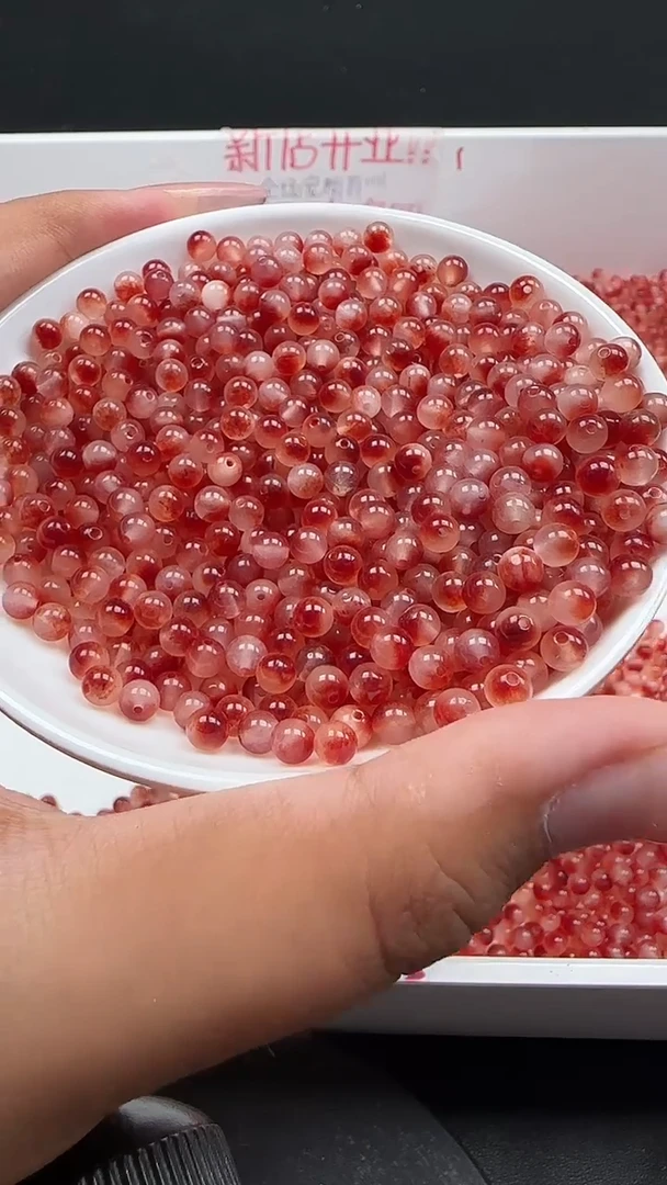 未镶嵌南红玛瑙珠宝半成品冰飘花N17卡4MM散珠60颗（赠线