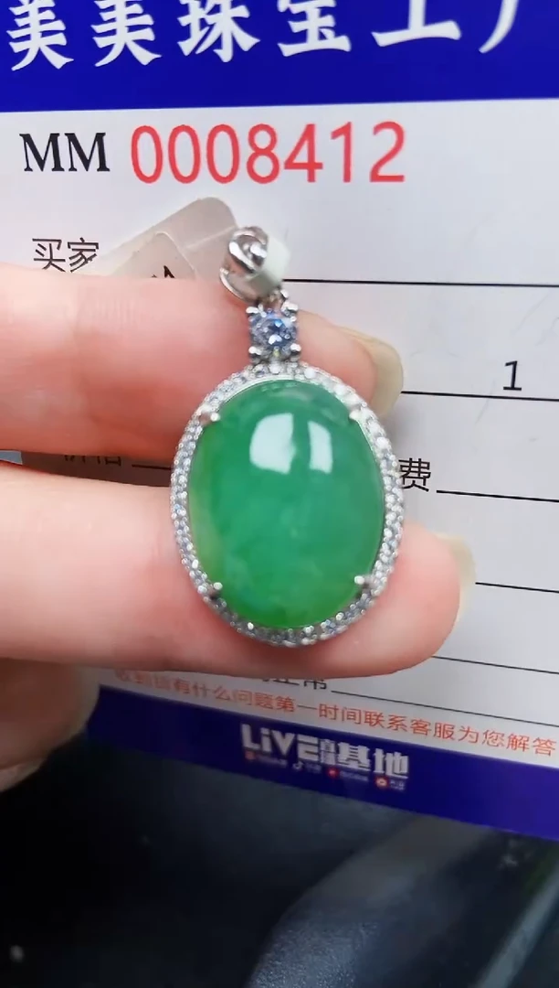 翡翠银S925镶嵌颈饰8412