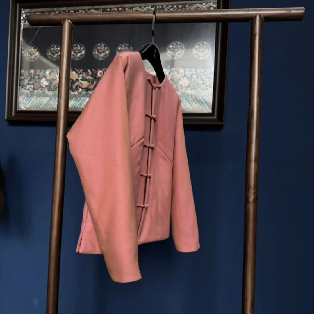 上海鉴界高定色织羊毛色织桑蚕丝打底新中式羊绒棉袄子上衣福利款