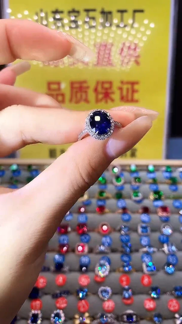 蓝宝石戒指银S925镶嵌........
