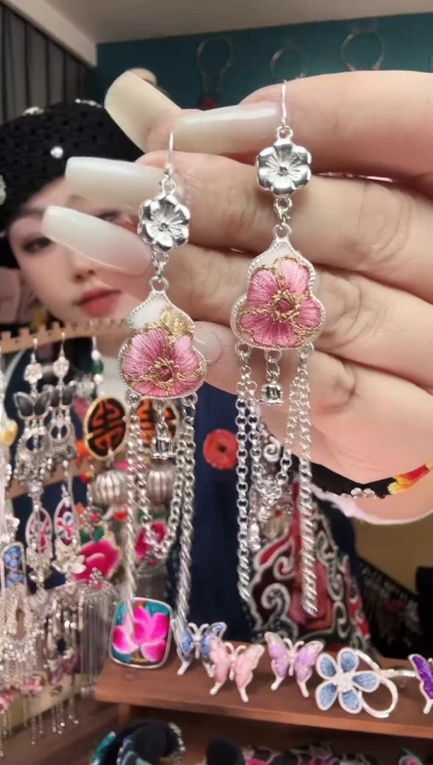 刺绣纯手工民族风刺绣耳环