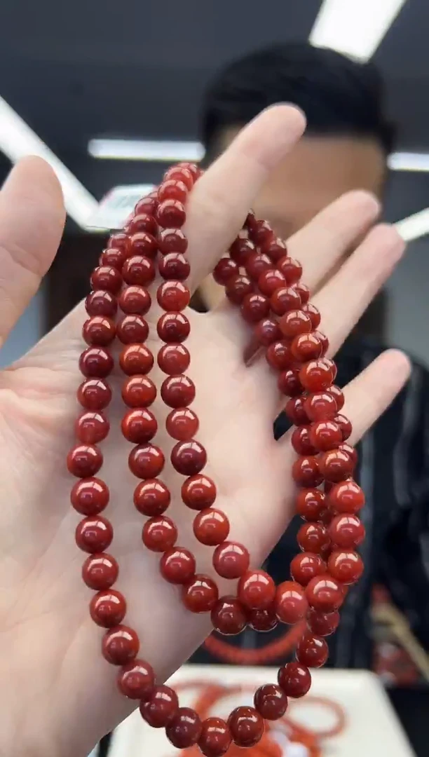 未镶嵌手链南红玛瑙A22牛血色多圈南红手串7mm+