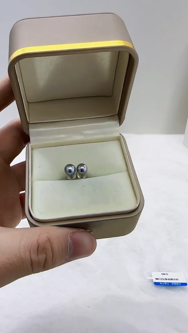 【闪购商品】海水珍珠DA银S925镶嵌c1480 灰珠耳钉6