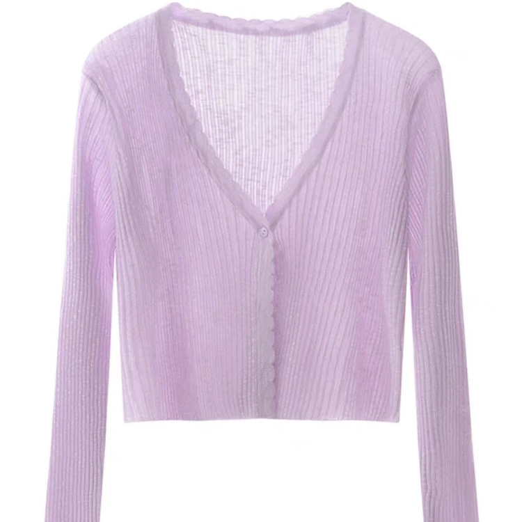 【现货】防晒衣女2025新款短款长袖冰丝针织空调开衫薄款上衣春韩版