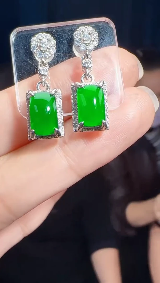 未镶嵌定制翡翠翡翠耳环21