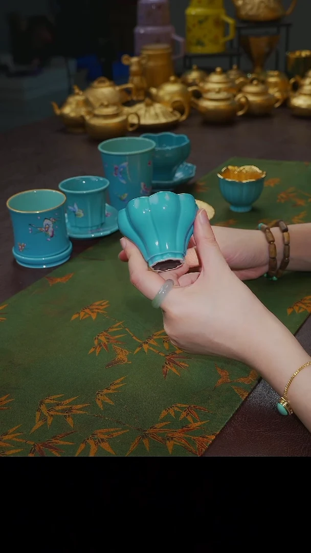 杯【宜景窑松石蓝鎏金系列】小曼陀罗