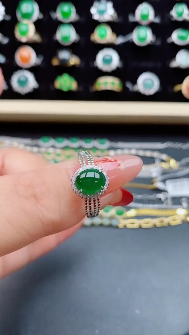 【闪购商品】翡翠戒指银S925镶嵌1321