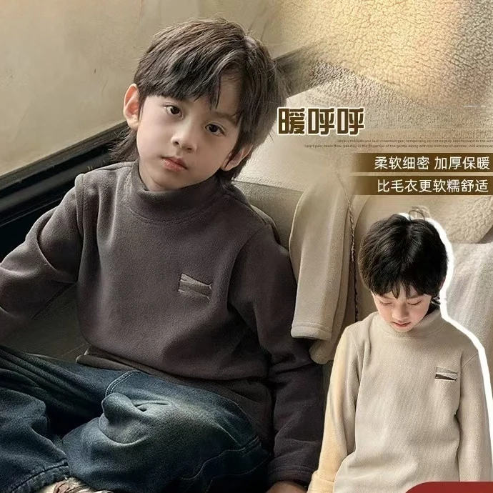 【主播推荐】【顾奈】大童男童半高领打底衫加绒秋冬款DDS2407
