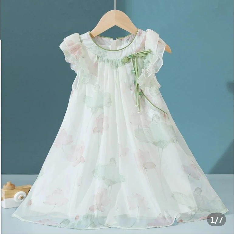 女童夏装2025新款洋气雪纺公主裙子儿童女孩中大童夏季无袖连衣裙