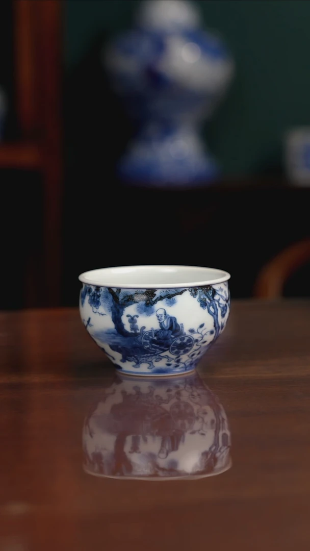 晓竹窑青花鬼谷子下山