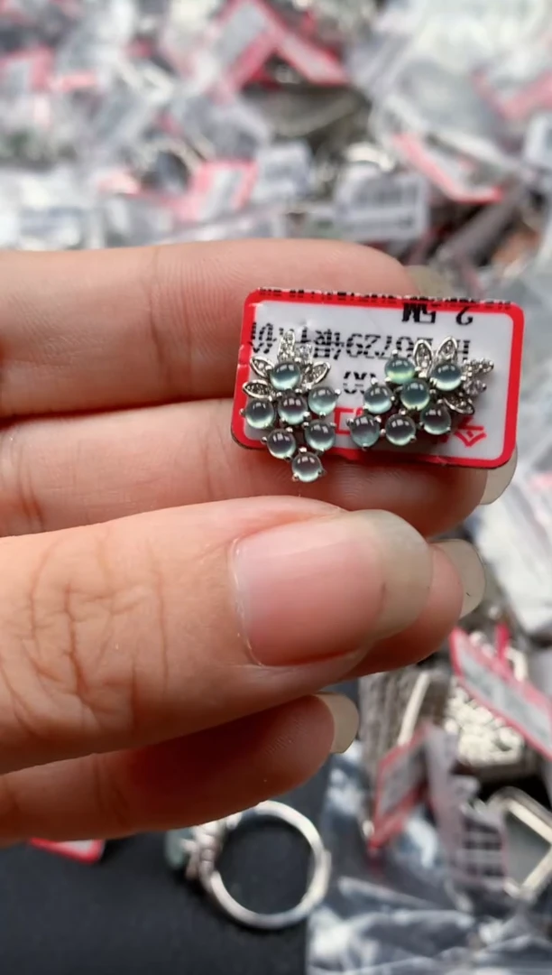 银S925镶嵌戒指翡翠天然A货缅甸翡翠