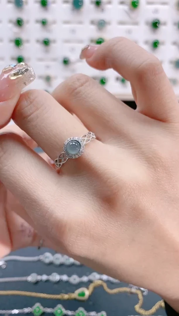 【闪购商品】翡翠戒指银S925镶嵌天然翡翠