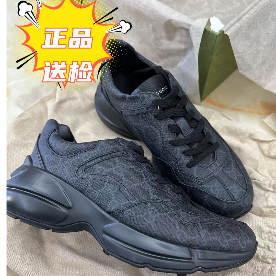 全新未使用 GUCCI/古驰 老花老爹 时尚低帮 运动休闲鞋 男款 黑色