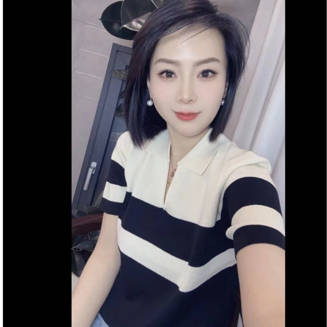 气质翻领针织短袖