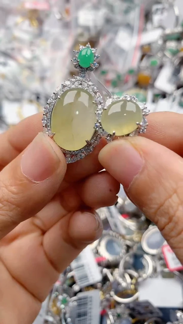 银S925镶嵌戒指翡翠222              8