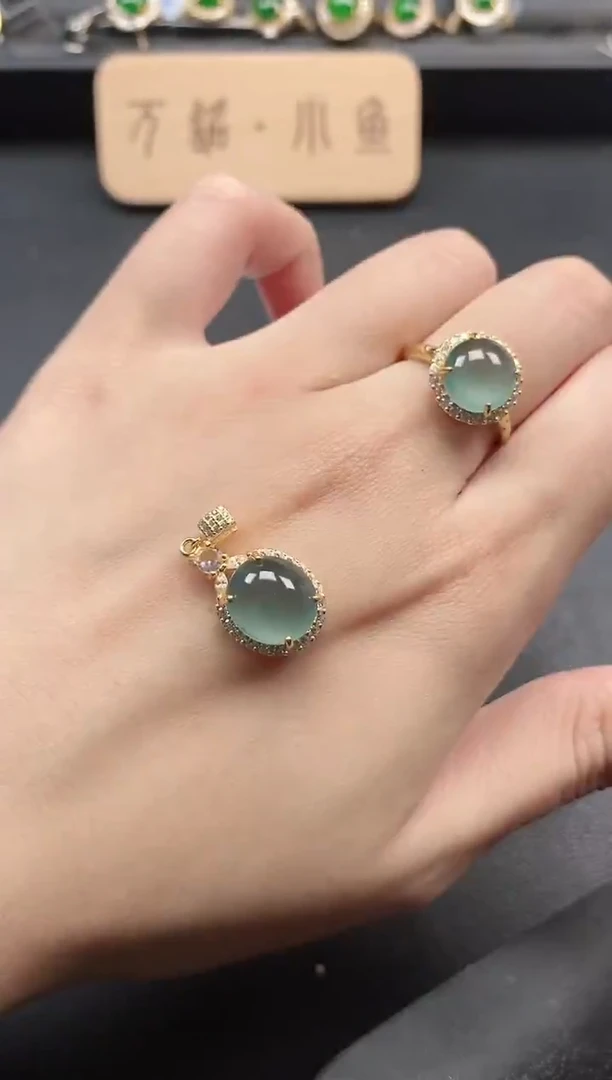 银S925镶嵌戒指翡翠5115