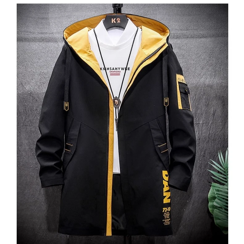 中长款宽松外套裤子上衣大码潮男春秋风衣外套男款冬季加绒韩版