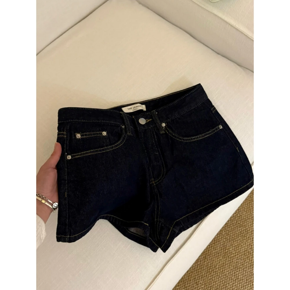 美式复古阔腿原色Aa子牛仔短裤2025春季新款显瘦提臀简约牛仔热裤