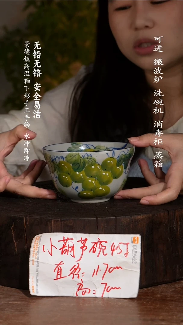 碗陶瓷景德镇高温瓷釉下彩手绘陶瓷