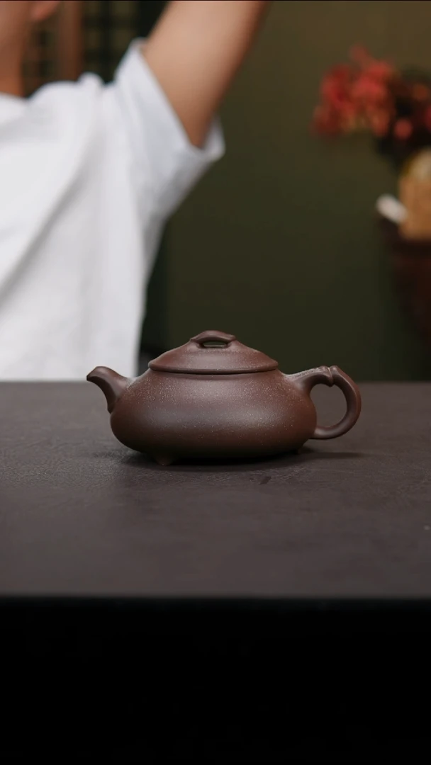 茶壶紫砂大****手紫砂壶四底简瓢