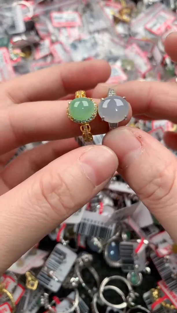 银S925镶嵌戒指翡翠555-----2