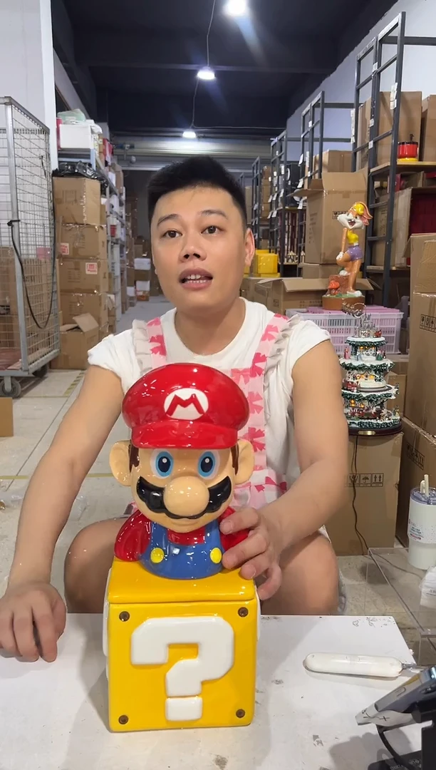 瓷片马里奥问号罐一套