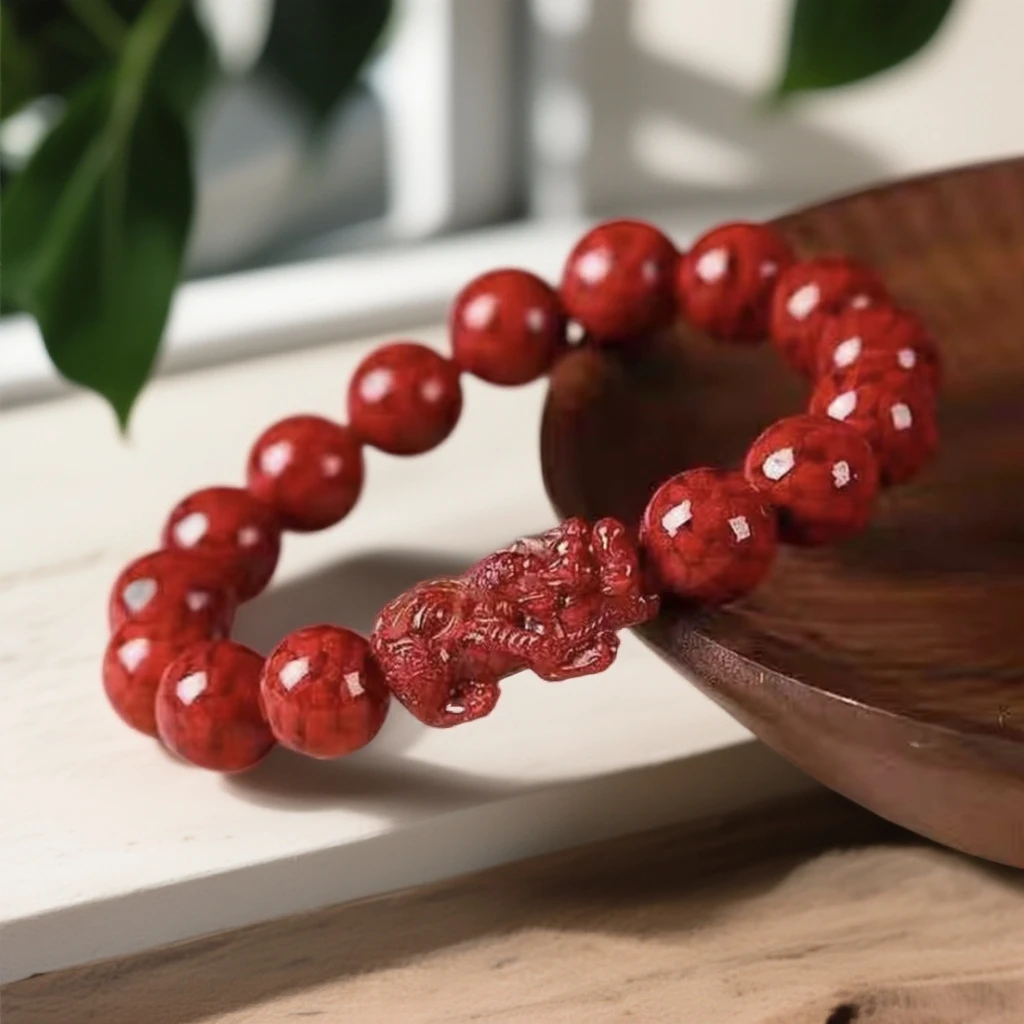 含辰砂工艺品晶体朱砂貔貅手串男女款手串