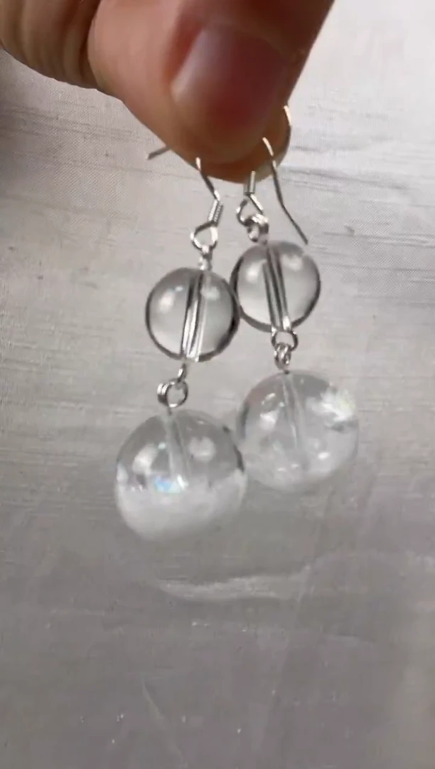 银S925镶嵌耳环水晶天然