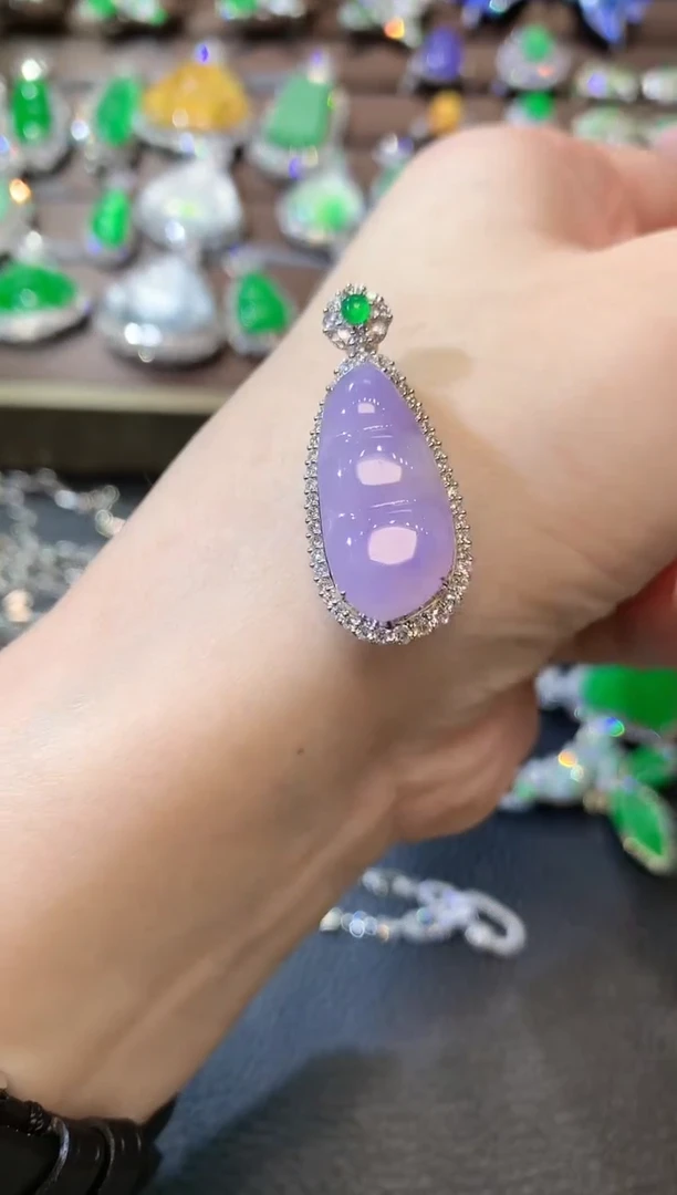 【闪购商品】翡翠吊坠(不含链)18K金镶嵌D7 紫货有一定色差