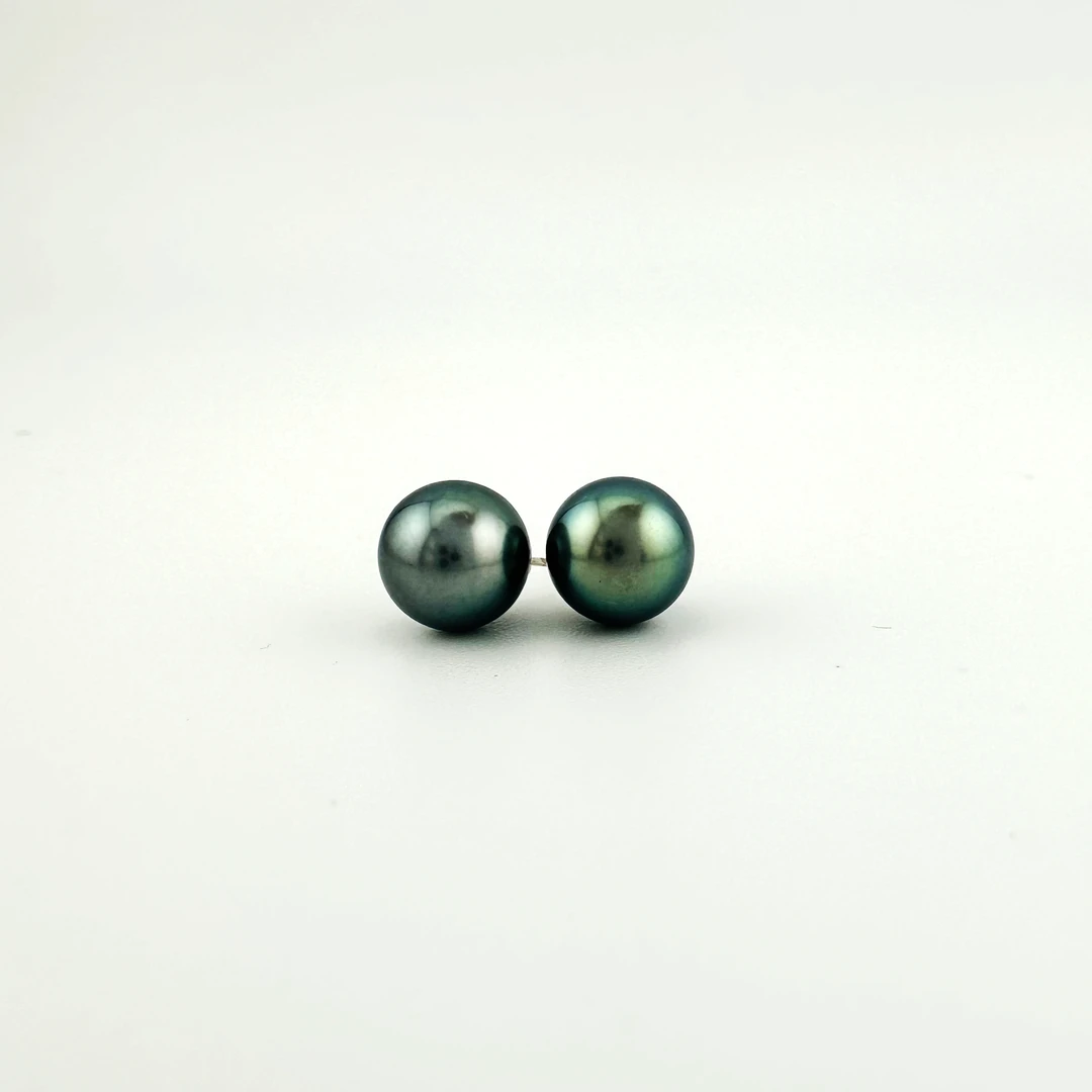 【57】18K金 大溪地（拉贡）耳钉（带 CGRL证） 8-9mm【830】