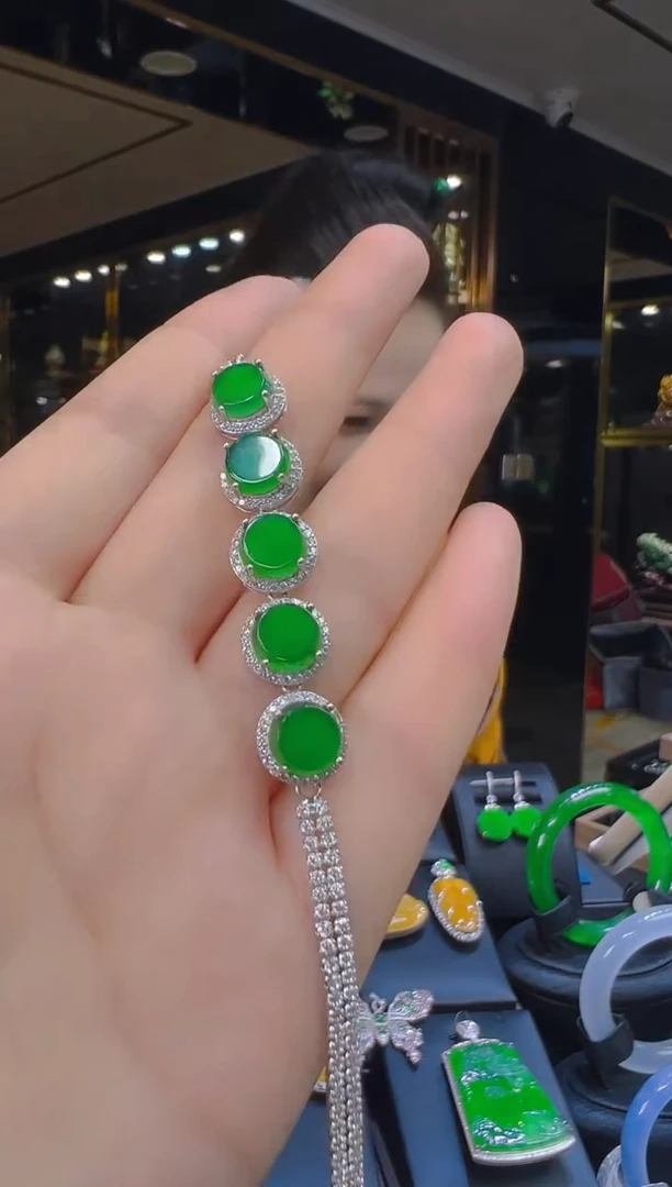 银S925镶嵌手链翡翠025（多样性发其一）